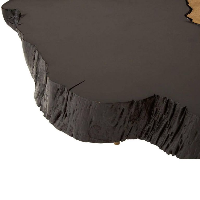 Asamra Coffee Table - Black Acacia Wood Log with Gold Legs