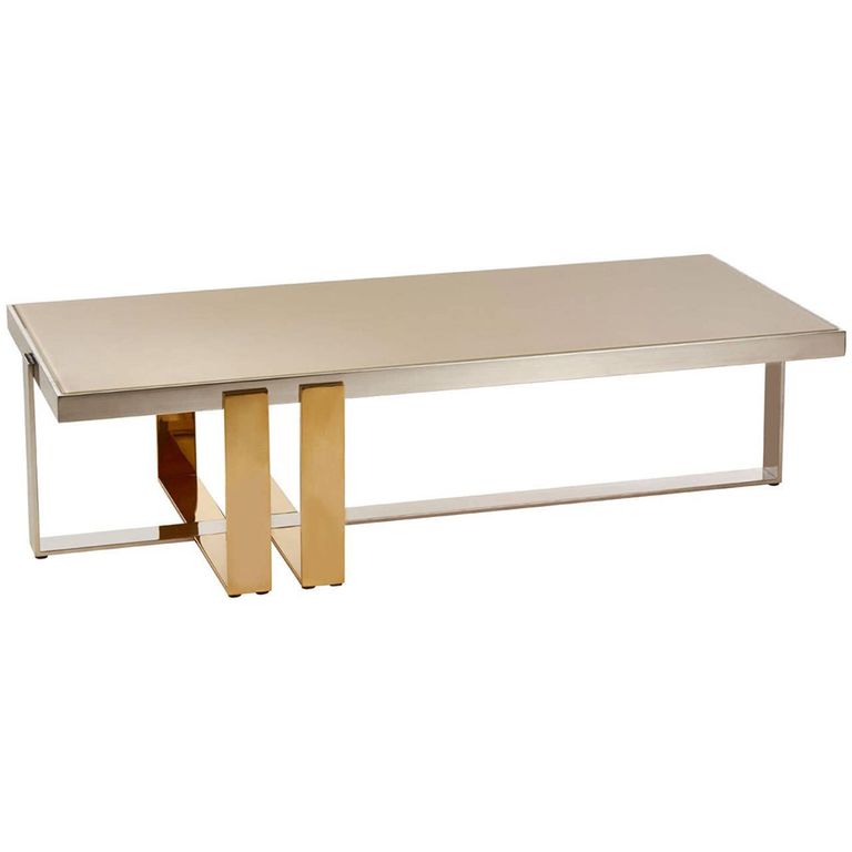 Demas Coffee Table - Taupe Glass with Metal Legs