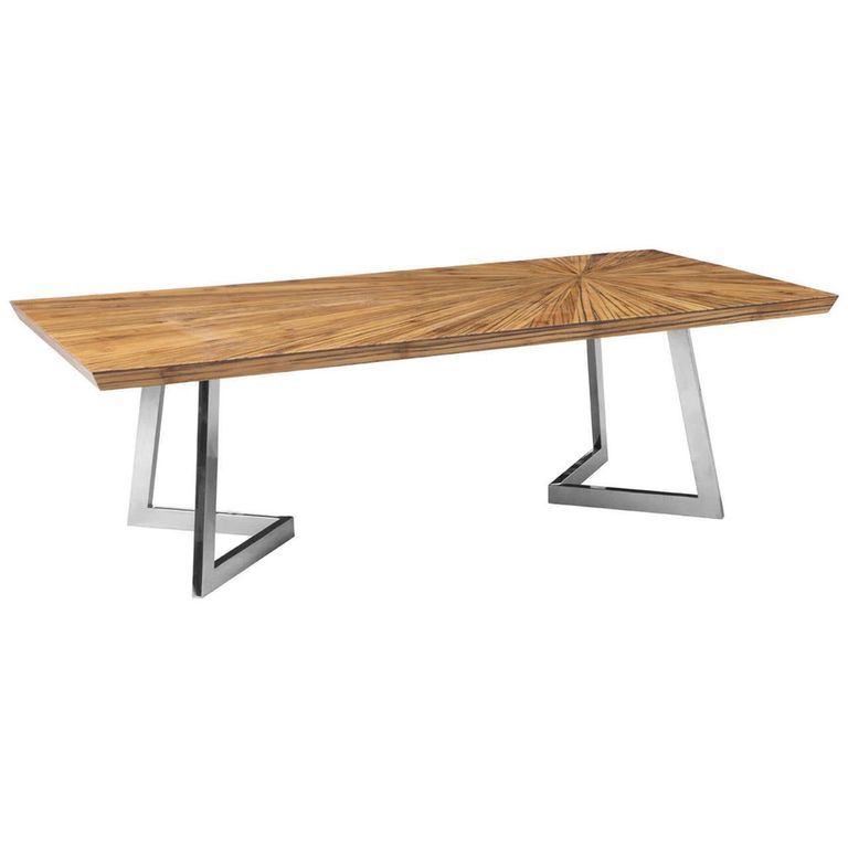 Gabar Coffee Table - Natural Bamboo Wood with Silver Metal