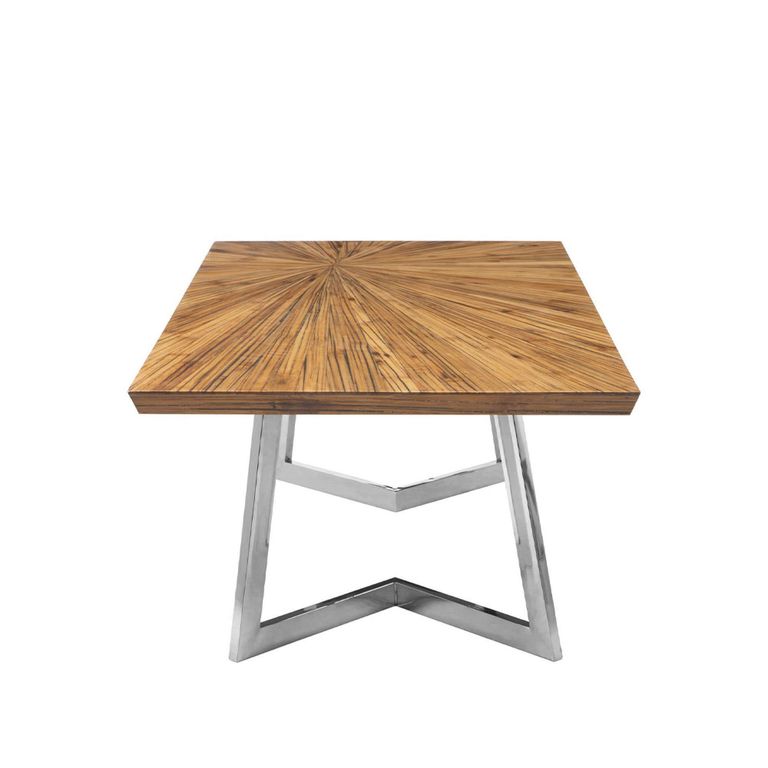 Gabar Coffee Table - Natural Bamboo Wood with Silver Metal