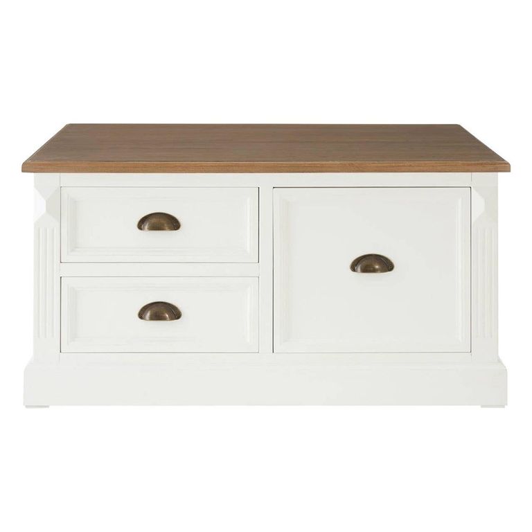 Hardwick Coffee Table - Square - White Wood - 6 Drawer