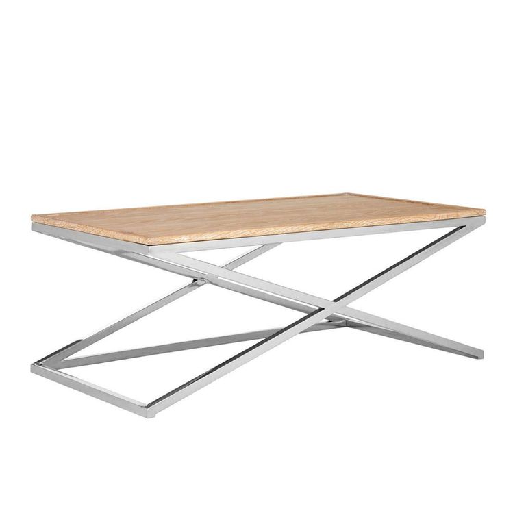 Holland Coffee Table - Oak and Silver Metal