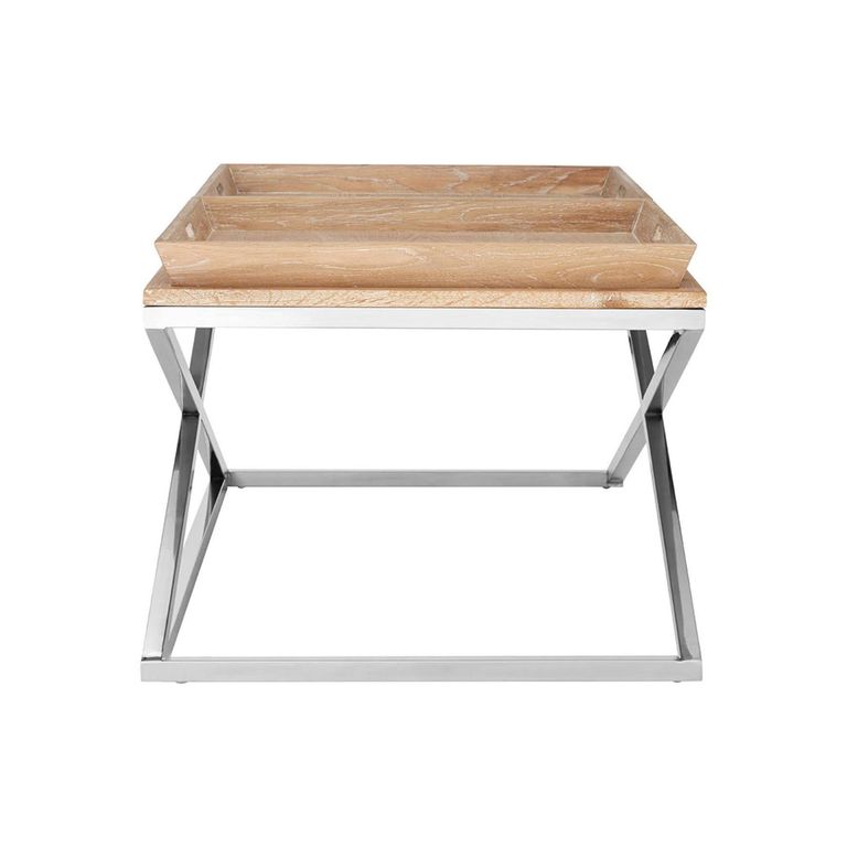 Holland Coffee Table - Oak and Silver Metal