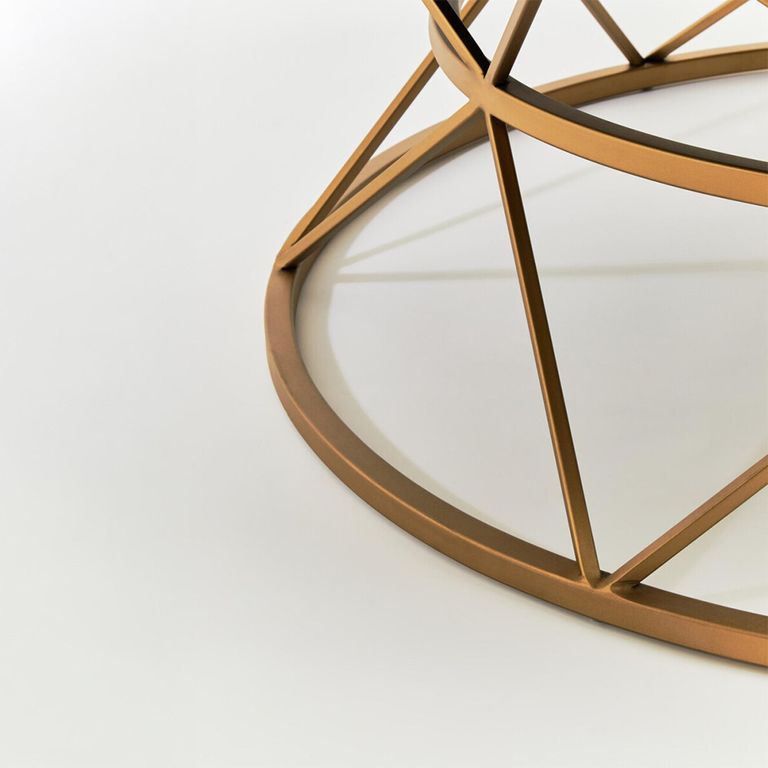 Jodi Coffee Table - Round - Elm Wood and Gold Metal