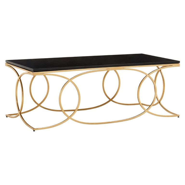 Kia Coffee Table - Black Marble with Gold Metal