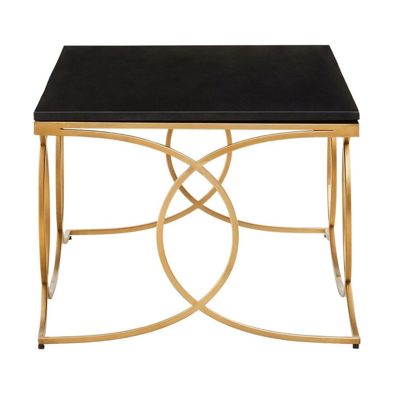Kia Coffee Table - Black Marble with Gold Metal