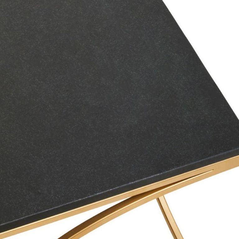 Kia Coffee Table - Black Marble with Gold Metal
