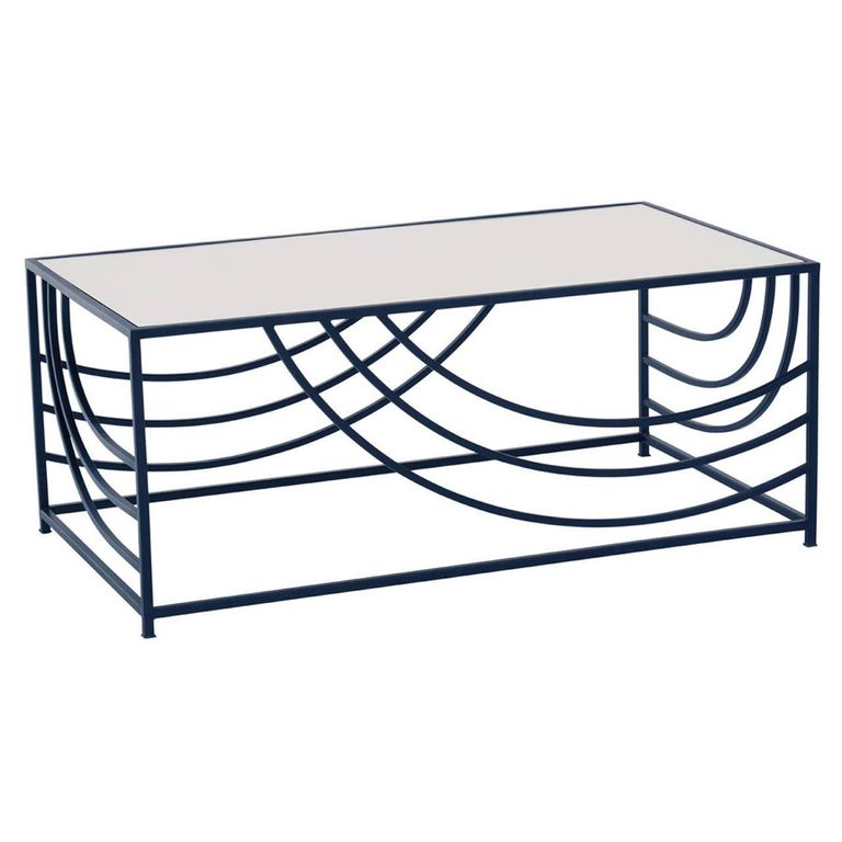 Logan Coffee Table - Mirrored with Black Metal