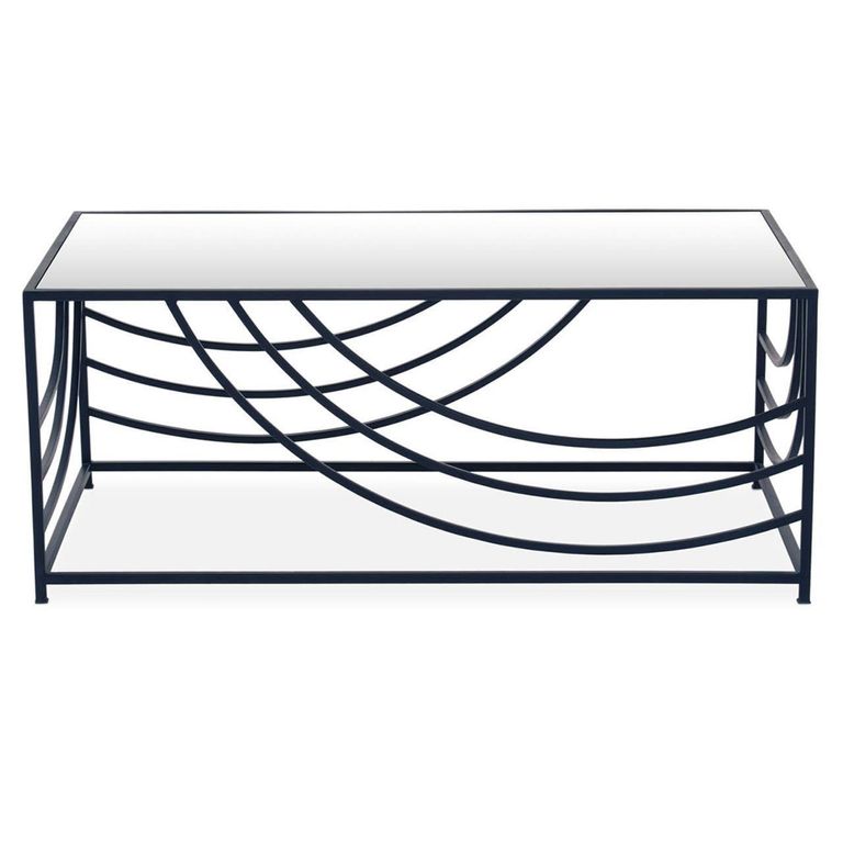 Logan Coffee Table - Mirrored with Black Metal