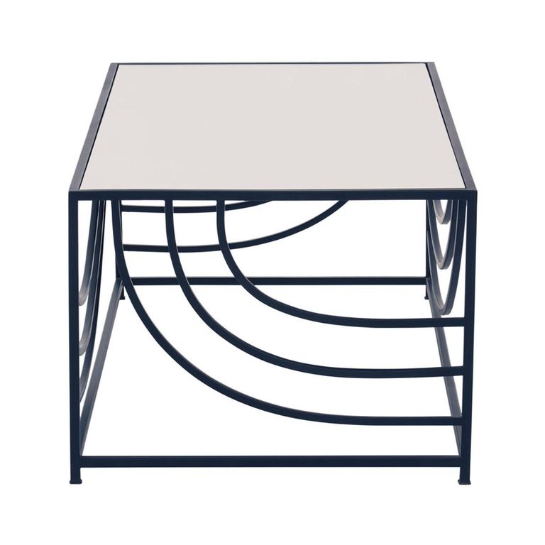 Logan Coffee Table - Mirrored with Black Metal