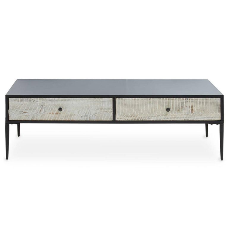Luxor Coffee Table - Black and Grey Pine Wood - 2 Drawer