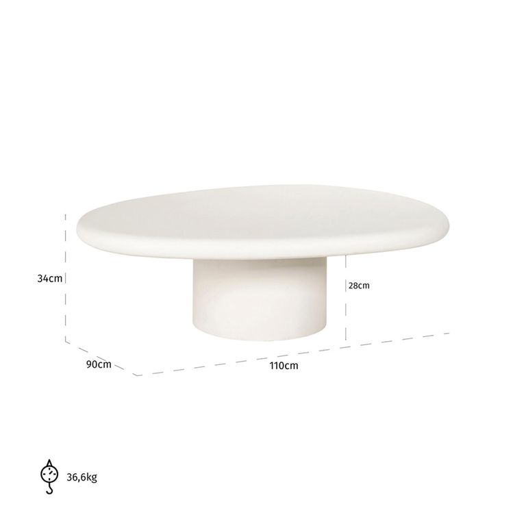 Bloomstone White Lime Plaster Curved Coffee Table
