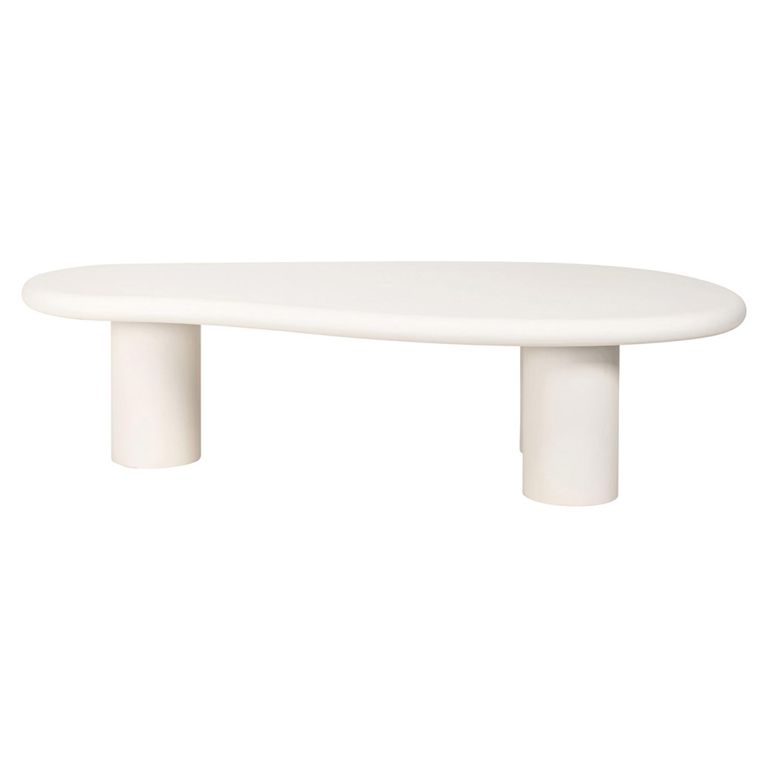 Bloomstone White Lime Plaster Curved Large Coffee Table