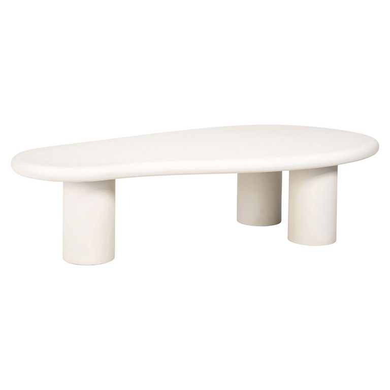 Bloomstone White Lime Plaster Curved Large Coffee Table