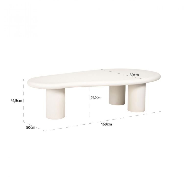 Bloomstone White Lime Plaster Curved Large Coffee Table
