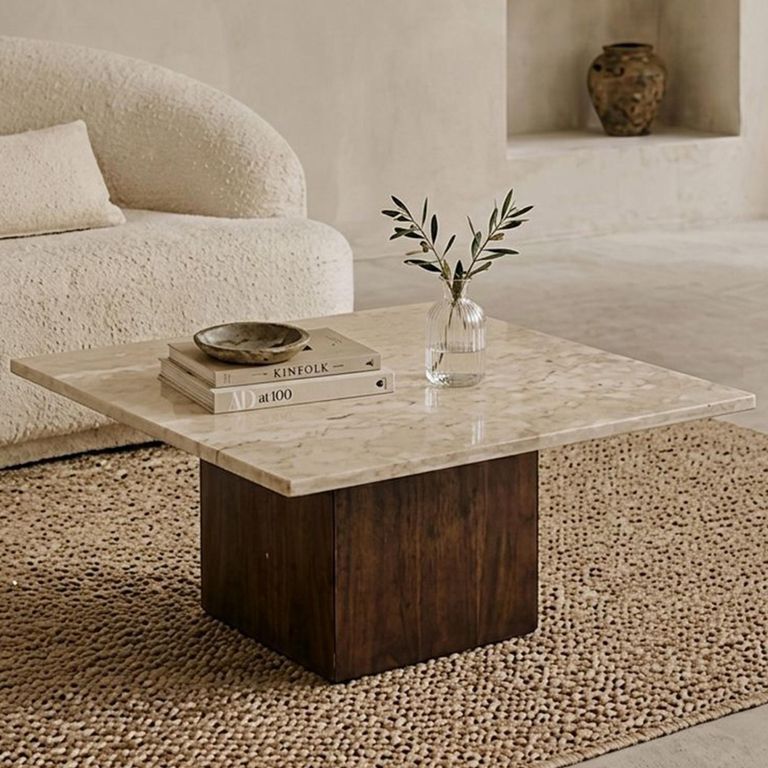 Brix Bottecino Coffee Table - Square - Chestnut - Ceramic and Mango Wood