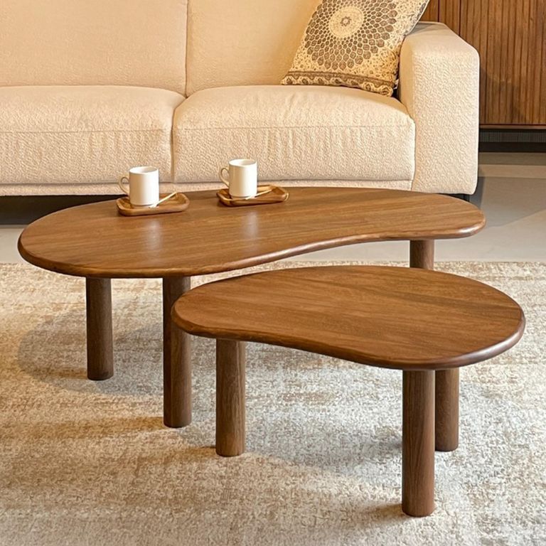 Brix Nubi Coffee Table - Kidney - Set of 2 - Natural - Mango Wood