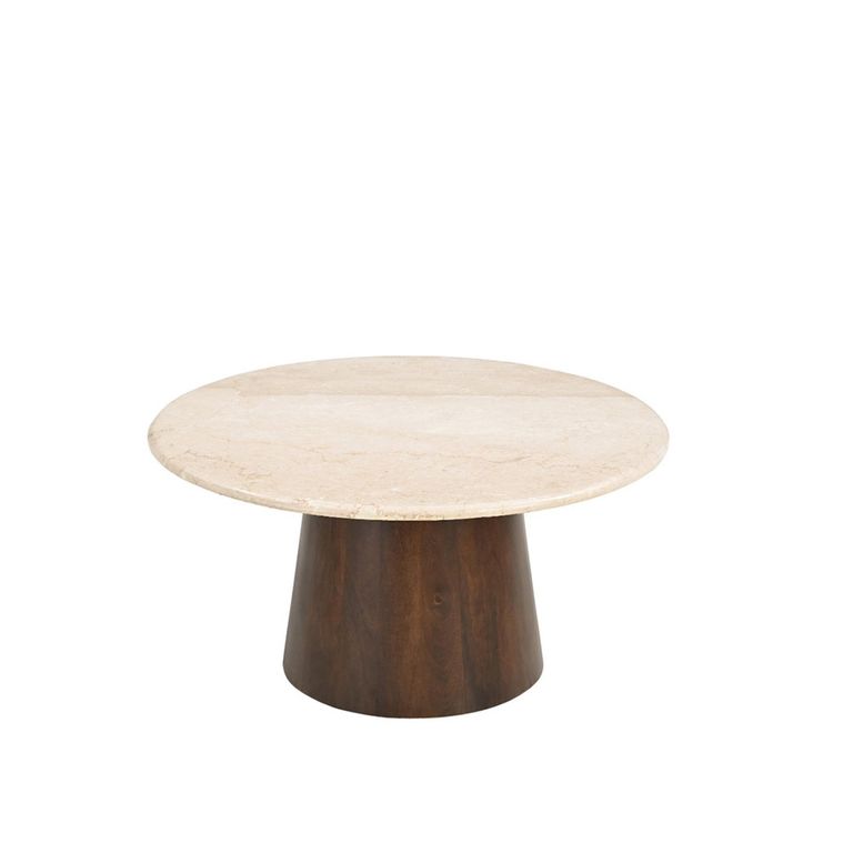 Brix Bottecino Coffee Table - Round - Chestnut - Ceramic and Mango Wood