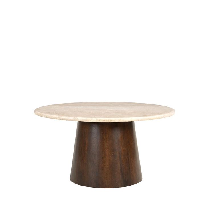 Brix Bottecino Coffee Table - Round - Chestnut - Ceramic and Mango Wood