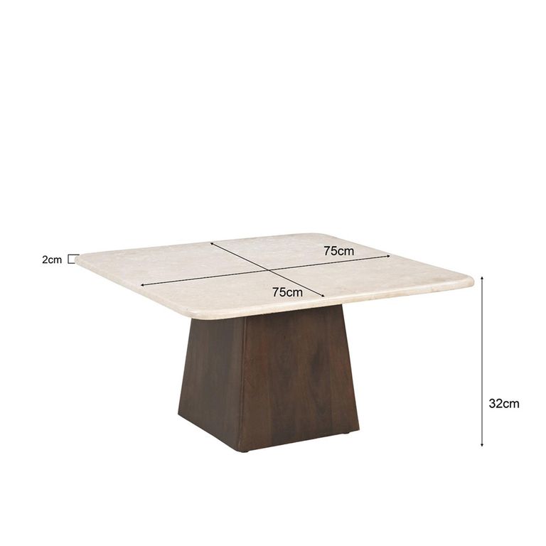 Brix Bottecino Coffee Table - Square - Chestnut - Ceramic and Mango Wood