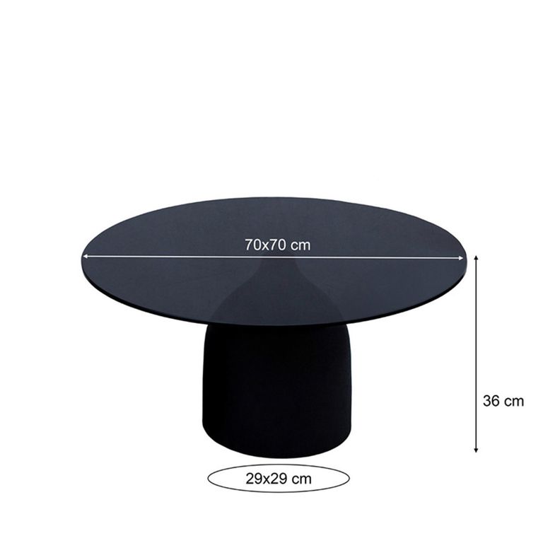 Brix Isa Coffee Table - Round - Black - Glass and Metal