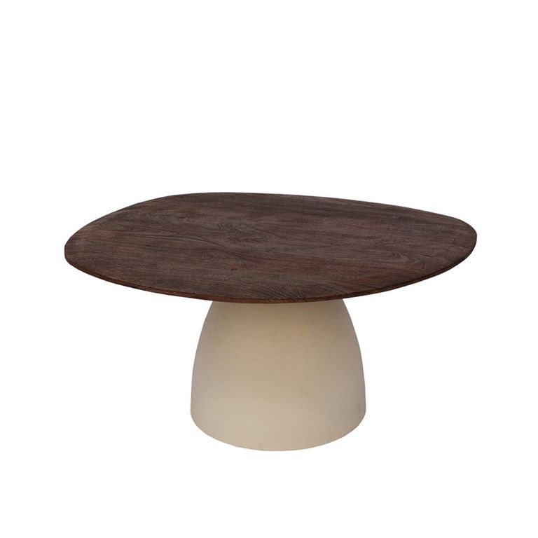 Brix Marron Coffee Table - Abstract - Off White - Mango Wood and Metal