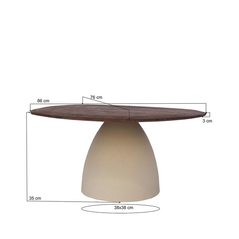 Brix Marron Coffee Table - Abstract - Off White - Mango Wood and Metal