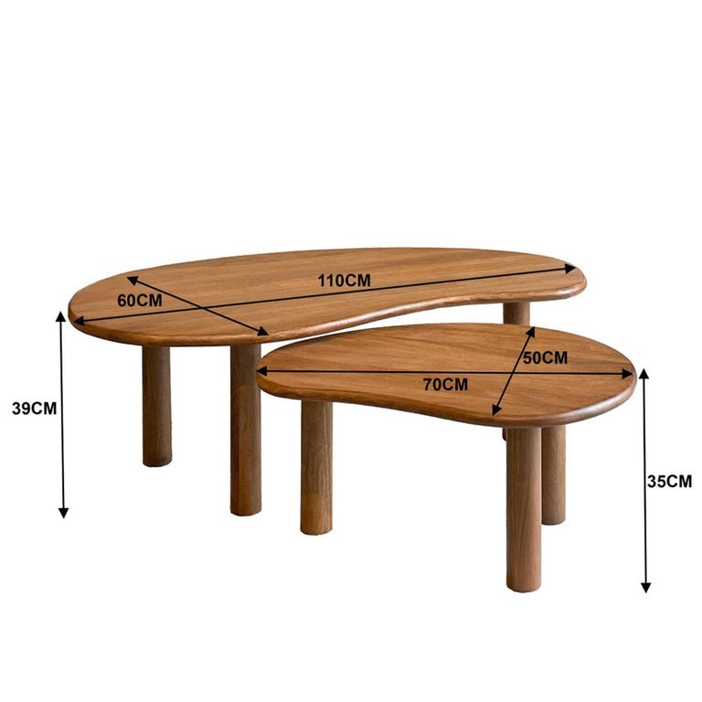 Brix Nubi Coffee Table - Kidney - Set of 2 - Natural - Mango Wood