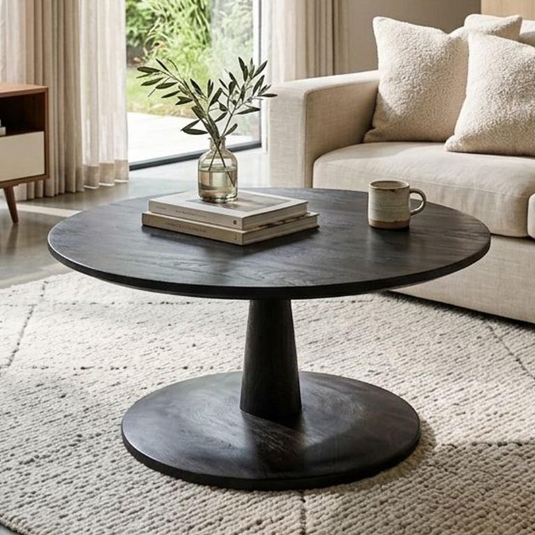 Brix Vivian Coffee Table - Round - Black - Mango Wood