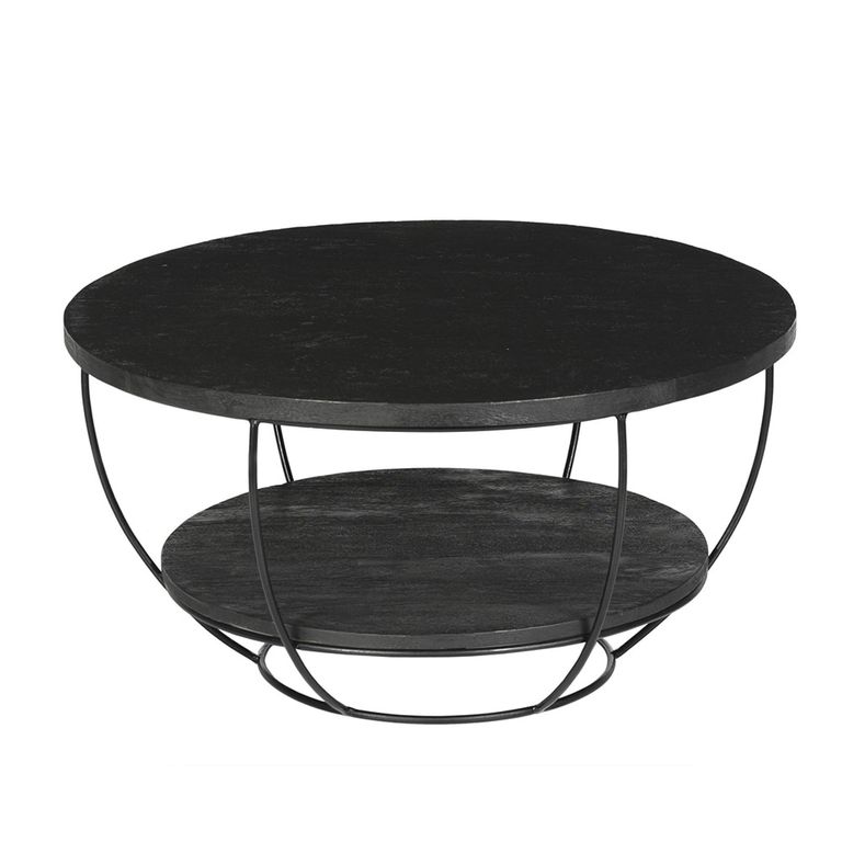 Brix Evan Coffee Table - Round - Large - Black - Mango Wood and Metal