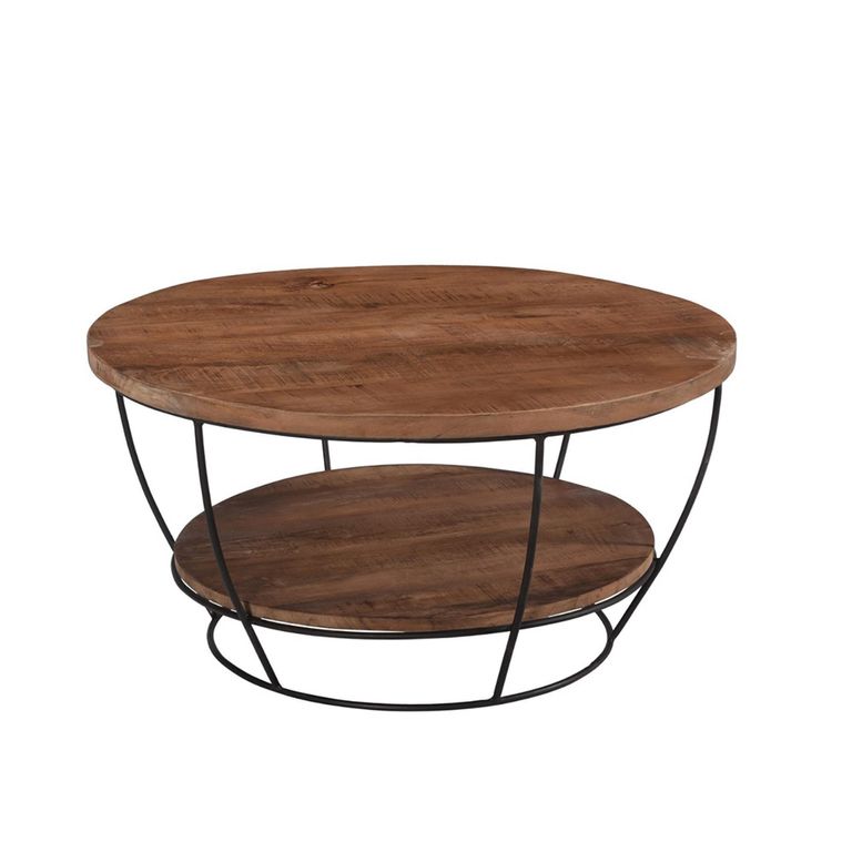 Brix Evan Coffee Table - Round - Large - Natural - Mango Wood and Metal