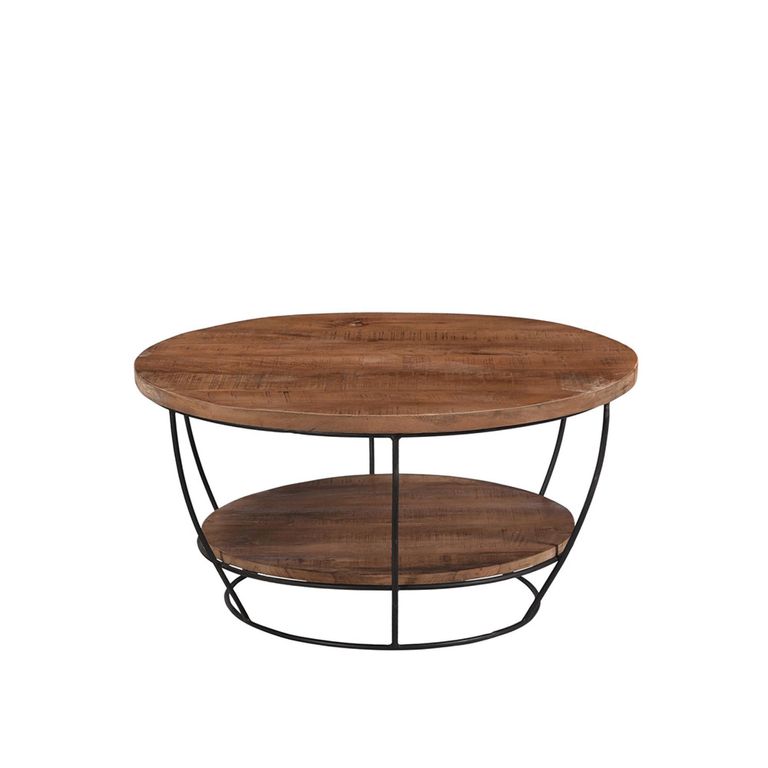 Brix Evan Coffee Table - Round - Small - Natural - Mango Wood and Metal