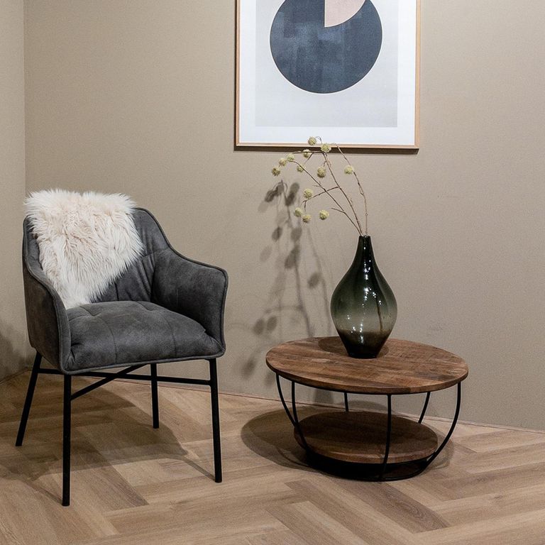 Brix Evan Coffee Table - Round - Small - Natural - Mango Wood and Metal