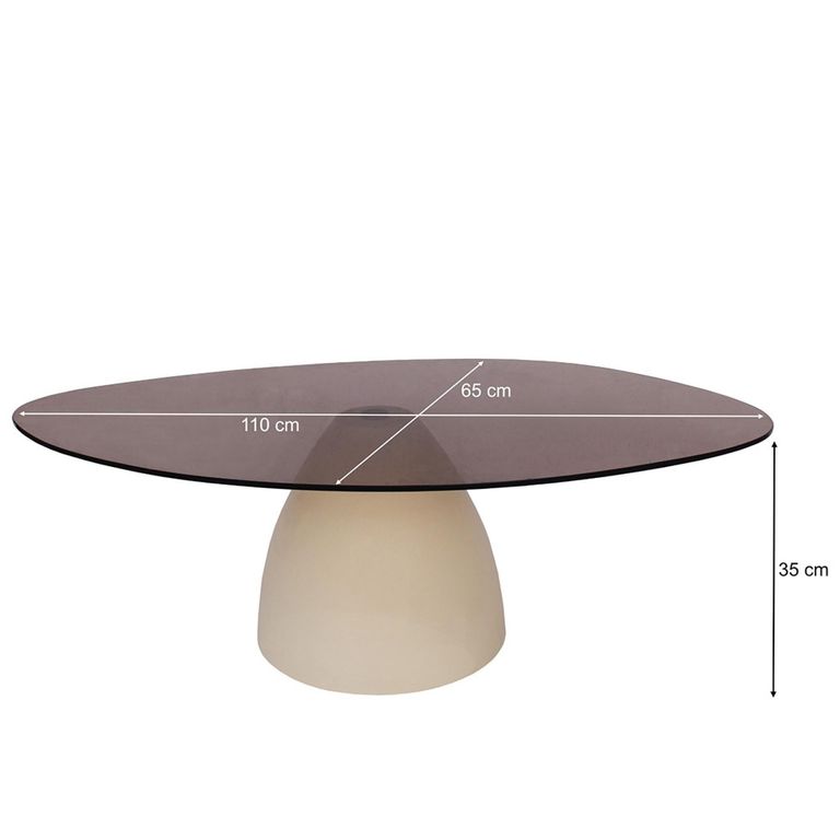 Brix Mylon Coffee Table - Abstract - Large - Off White - Glass and Metal