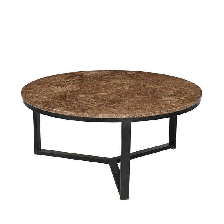 Brix Senna Emperador Coffee Table - Round - Large - Brown - Marble and Metal
