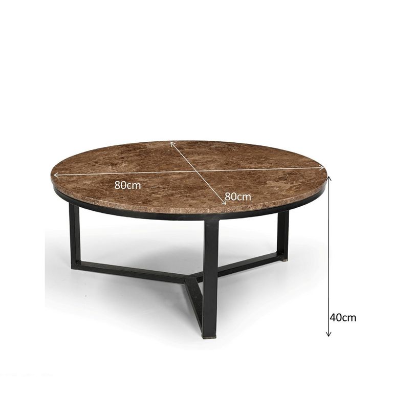 Brix Senna Emperador Coffee Table - Round - Large - Brown - Marble and Metal