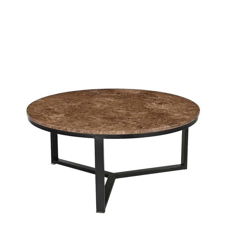 Brix Senna Emperador Coffee Table - Round - Small - Brown - Marble and Metal