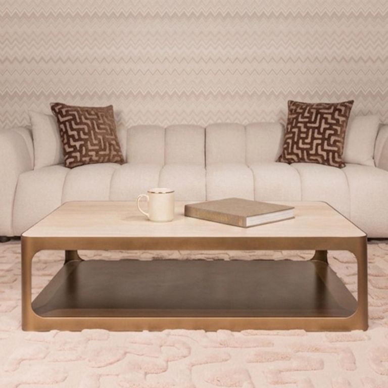 Claridge Coffee Table - Beige - Brushed Gold - Ceramic Top