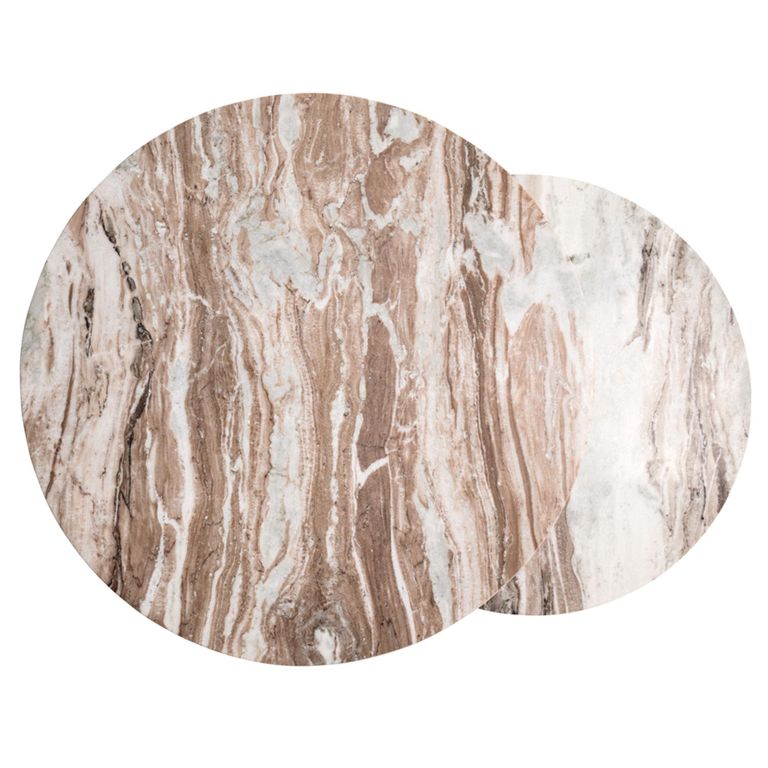Bottega Coffee Table - Round - 2 Tier - Blush Beige - Marble and Metal