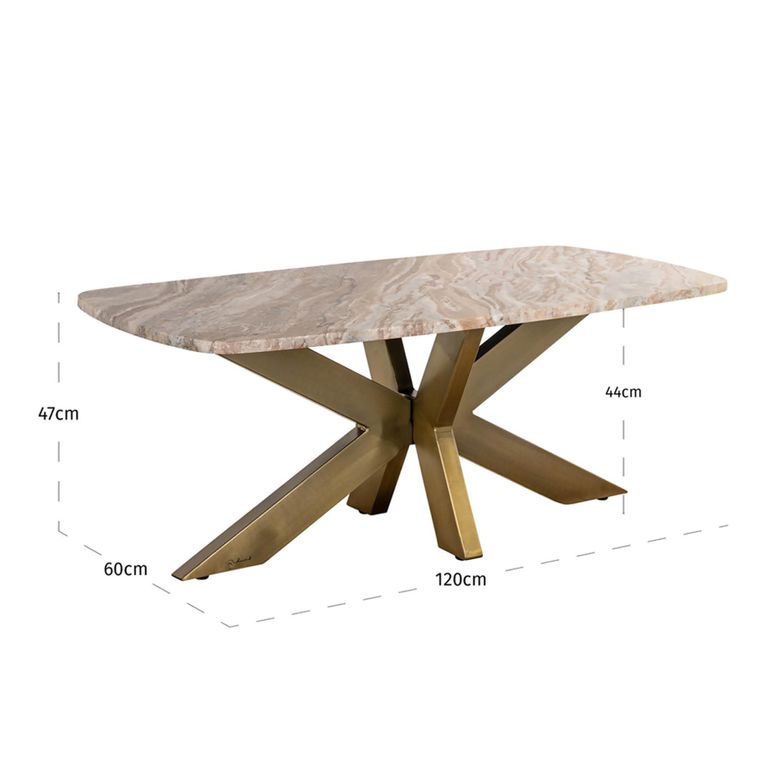 Bottega Coffee Table - Spider Legs - Blush Beige - Marble and Metal