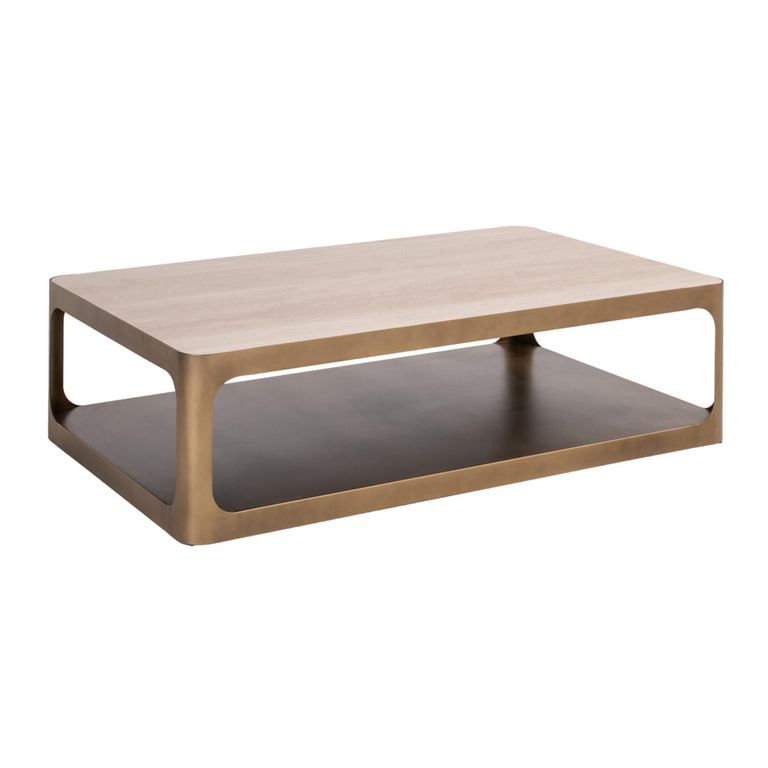 Claridge Coffee Table - Beige - Brushed Gold - Ceramic Top