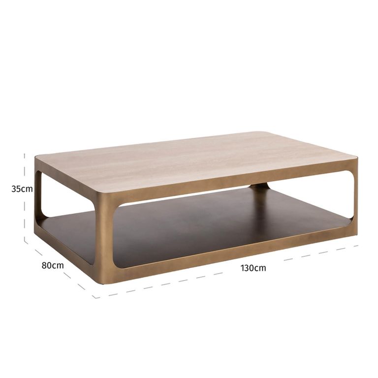 Claridge Coffee Table - Beige - Brushed Gold - Ceramic Top