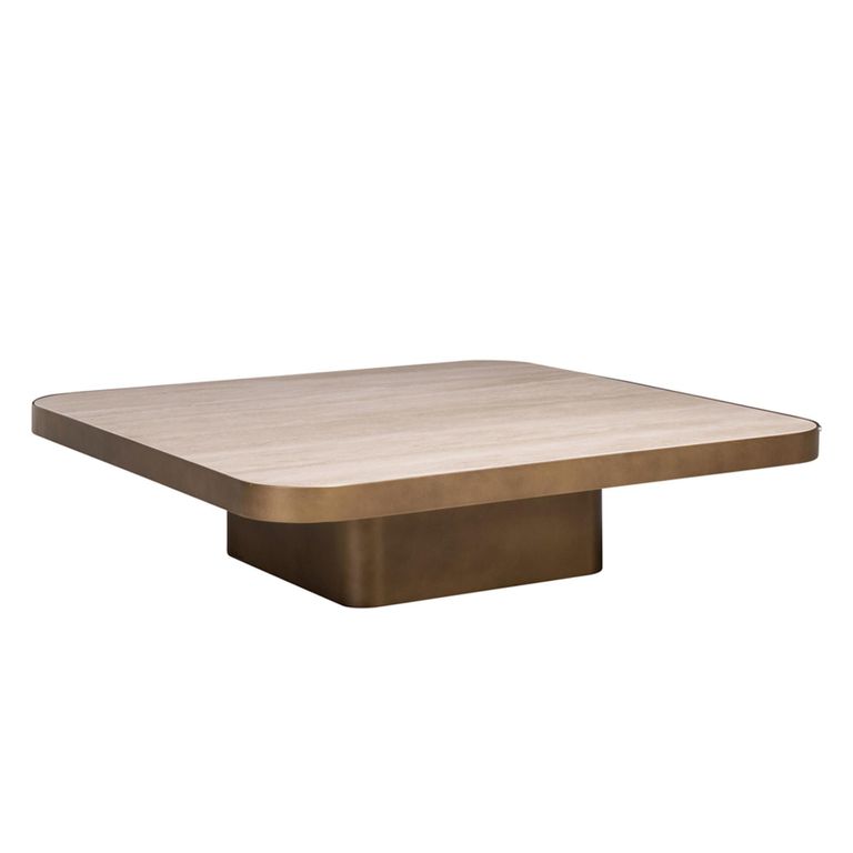 Claridge Coffee Table - Large - Square - Beige - Brushed Gold - Ceramic Top