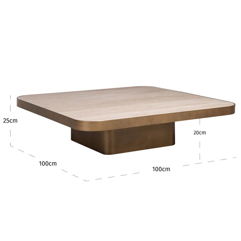 Claridge Coffee Table - Large - Square - Beige - Brushed Gold - Ceramic Top