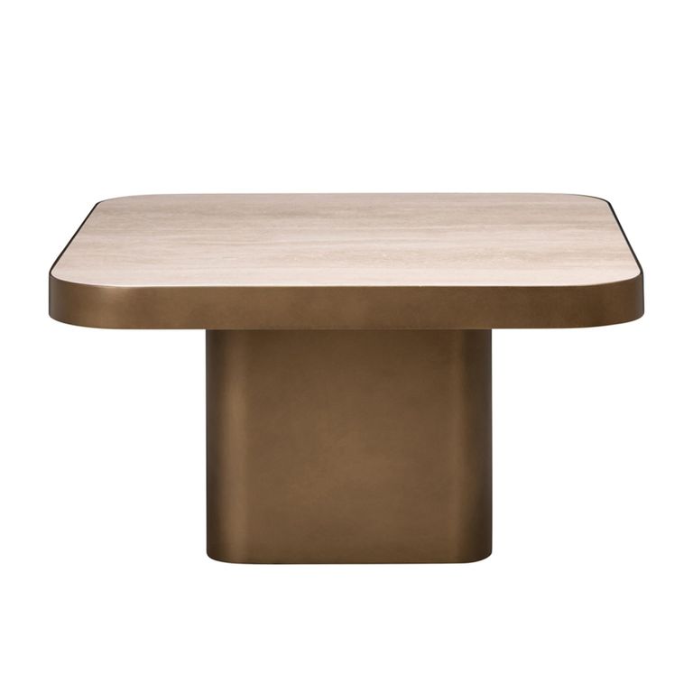 Claridge Coffee Table - Small - Square - Beige - Brushed Gold - Ceramic Top