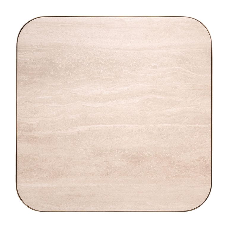 Claridge Coffee Table - Small - Square - Beige - Brushed Gold - Ceramic Top