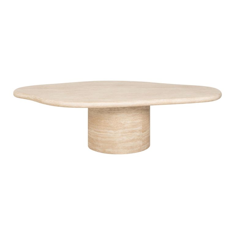 Fictus Travertine Beige Abstract Shape Coffee Table
