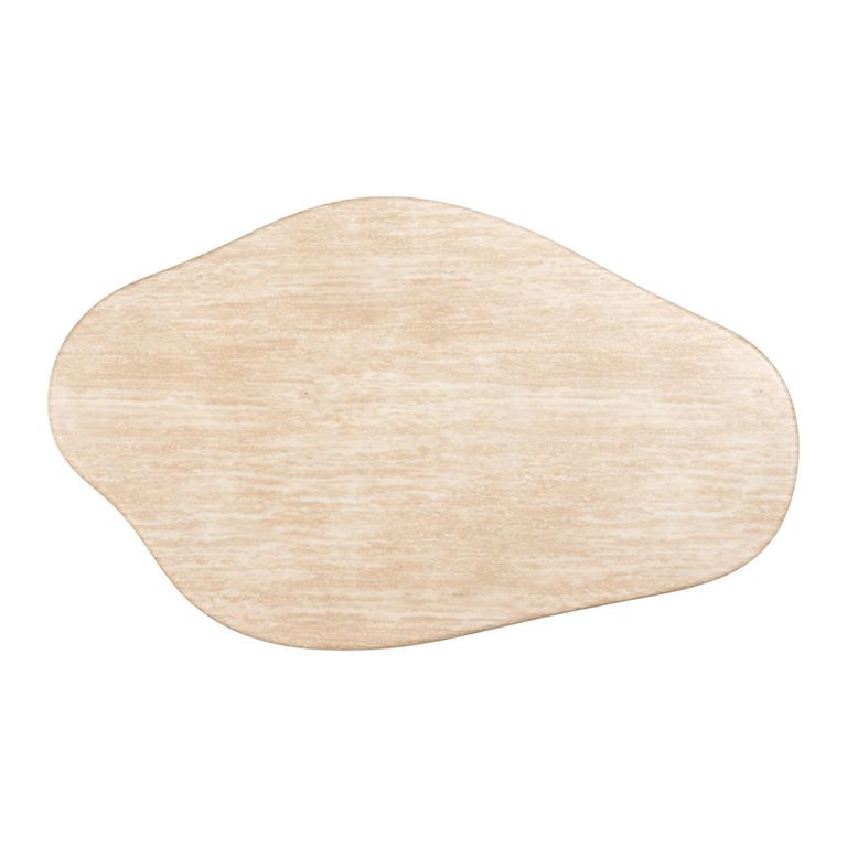 Fictus Travertine Beige Abstract Shape Coffee Table