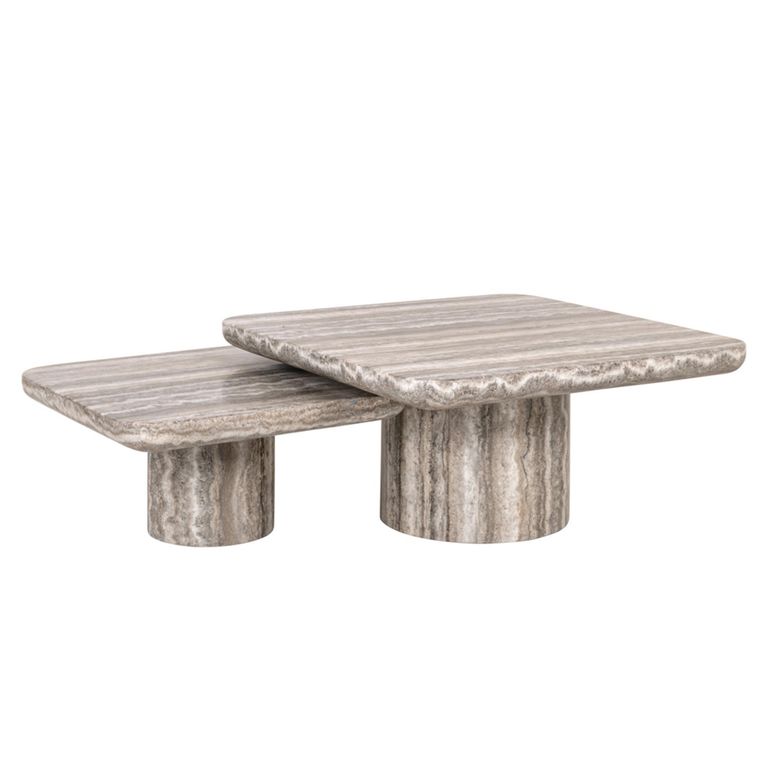 Dulce Coffee Table - Square - Set of 2 - Grey - Marble