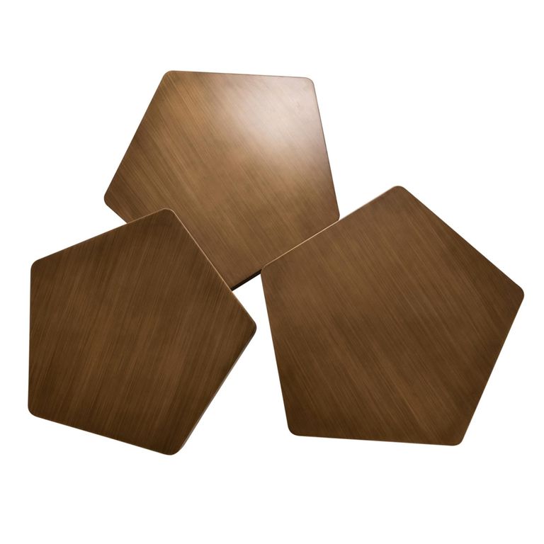 Hexa Coffee Table - Set of 3 - Hexagonal - Brushed Gold
